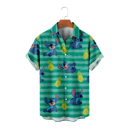 

MLFU Family Matching Blue Elf Hawaiian Aloha Shirt Button Down Short Sleeve Regular Fit Collared Shirt & Top Crewneck Clothes Regular & Big Man Sizes