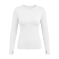 thumbnail image 4 of Auralook Women Round Neck Long Sleeve Thermal Tops Ladies Base Layer Undershirt for Winter Cold Weather with Thumb Holes, 4 of 9