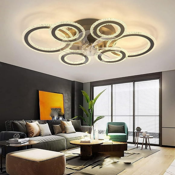 Ceiling Fan Light, Easy To Install Unique Flush Mount Ceiling Fan Light for Dining Room Black