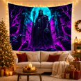 thumbnail image 3 of Moon Stars Skeletal with Figure Likely Lord Lich, Spooky Gothic for Gothic Decor Fans, Dark Art Decor, Halloween Gift, Tapestry Wall Hanging for Bedroom and Dorm, 3 of 7