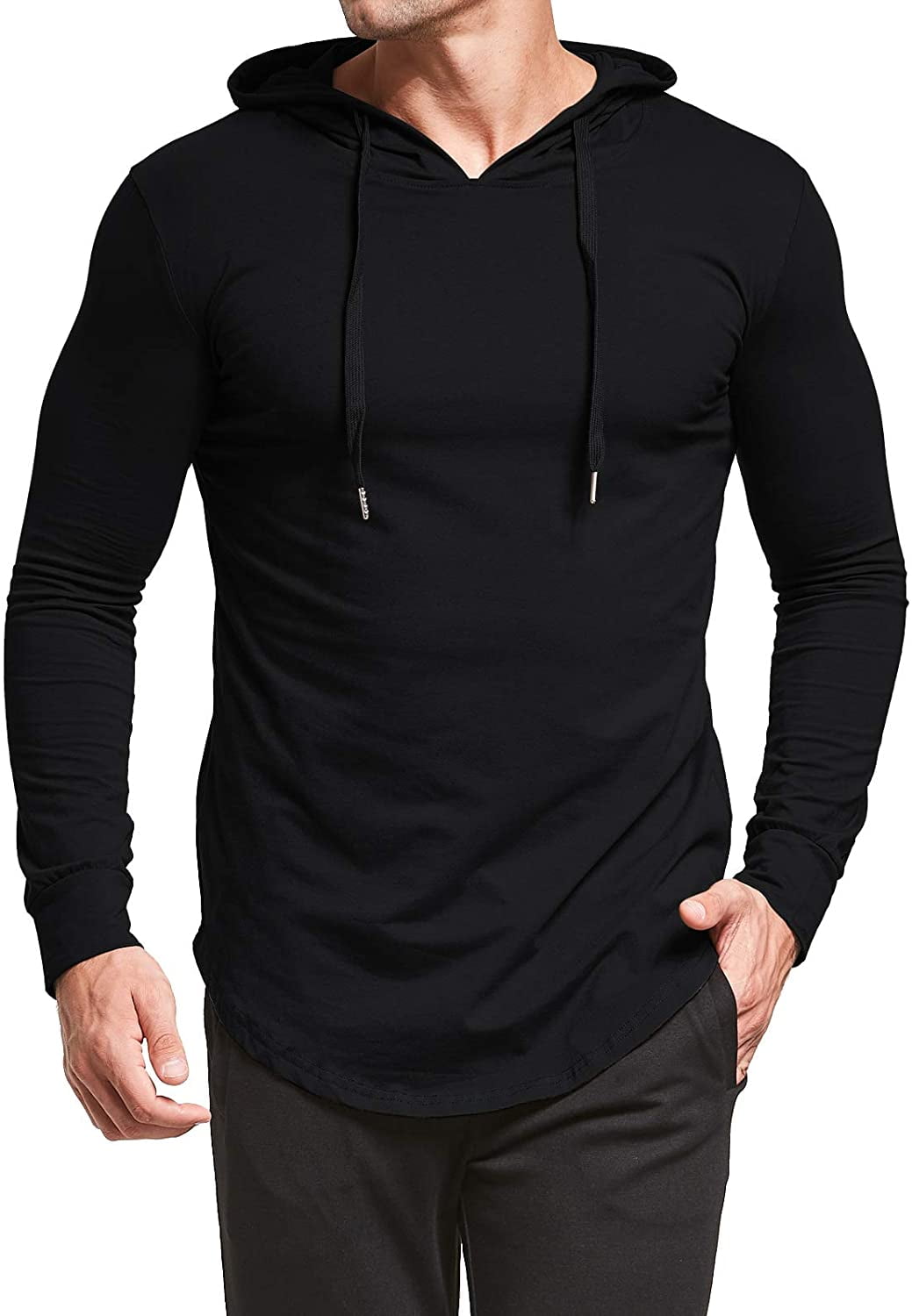AIYINO Men's S-5X Long/Short Sleeve Fashion Athletic Hoodies Workout Sweatshirt Hip Hop Pullover Hooded 