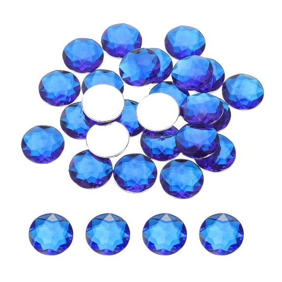 Flat Back Round Acrylic Rhinestones,30mm Deep Blue Flatback Crystal Rhinestones for Crafts Decoration 25Pcs