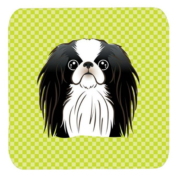 3.5 x 3.5 In. Checkerboard Lime Green Japanese Chin Foam Coasters, Set Of 4