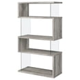 thumbnail image 4 of Emelle 63-inch 4-shelf Glass Panel Bookshelf Grey Driftwood, 4 of 11
