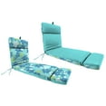 thumbnail image 6 of Jordan Manufacturing 72" x 23" Dumont Sprite Aqua Tropical and Gauze Sprite Aqua Crosshatch Reversible Rectangular Outdoor Chaise Lounge Cushion with Ties and Hanger Loop, 6 of 14