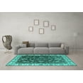 thumbnail image 3 of Ahgly Company Machine Washable Indoor Square Oriental Turquoise Blue Industrial Area Rugs, 4' Square, 3 of 4