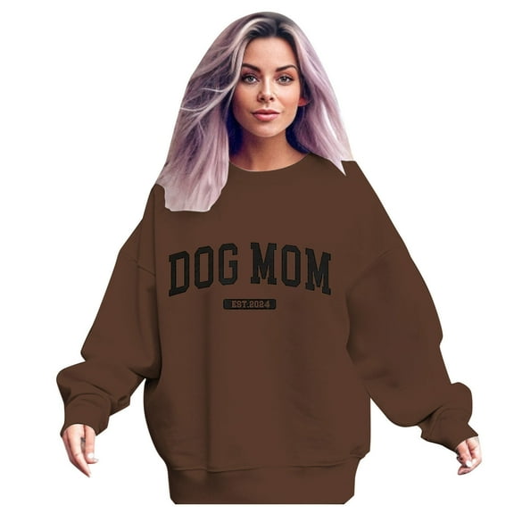 Women's Dog Lover Sweatshirt Long Sleeve Crew Neck Pullover For Dog Moms