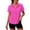 Hot Pink, variant on Women Plus Size Button down Short Sleeve Collared Shirts Summer Breathable Blouse Casual Tops by Yigetop Blue L