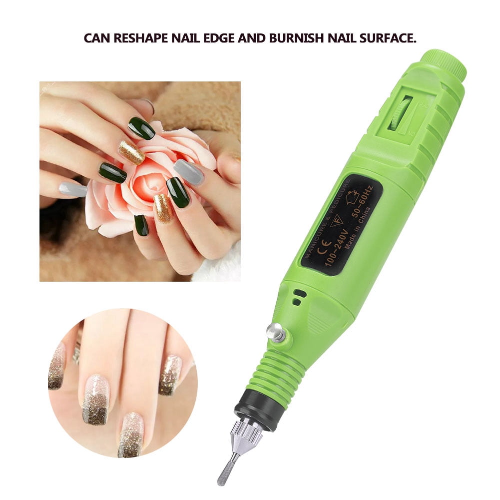 Riousery Professional Electric Manicure Nail Toe Drilling Machine with 30Pcs Grinding Head Set, High Speed Portable Efile for Acrylic Nails and Gel Polish Removal, 100-240V Green (8.6 inches / 22 cm)
