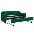 thumbnail image 5 of Oufan Twin Size Mid Century Daybed w/ Pop-up Trundle, Linen Tufted Sofa Bed Frame w/ USB Charging, Button on Back & Wood Strong Supports, 5 of 14