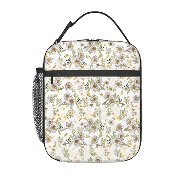 Floral Lunch Bag Reusable Thermal Lunch Box with Handle for Women and Men