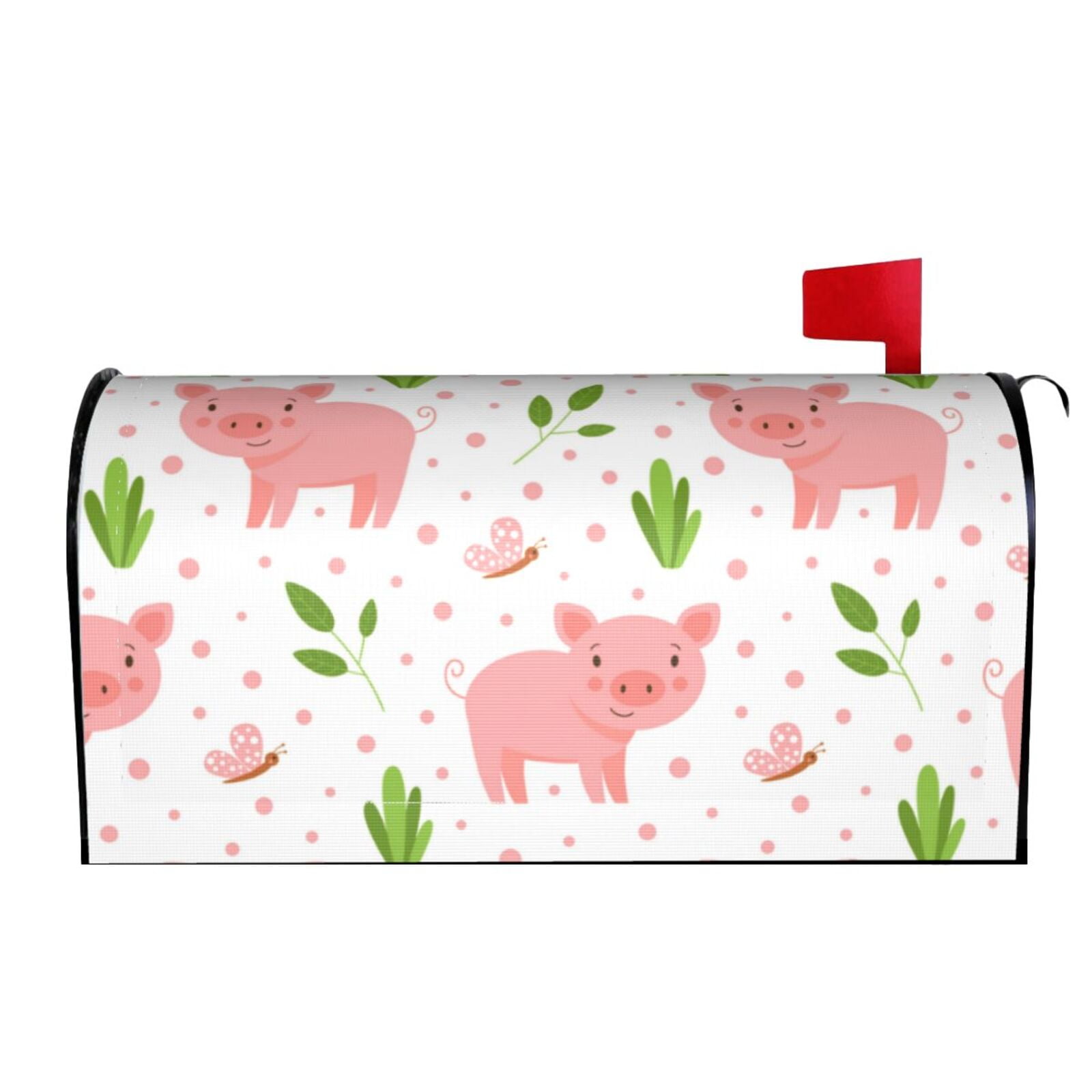 Xecao Funny Little Pigs for Mailbox Cover with Magnetic Strips, Waterproof and Sunscreen, Adds a Decorative Touch to Your Garden Yard.