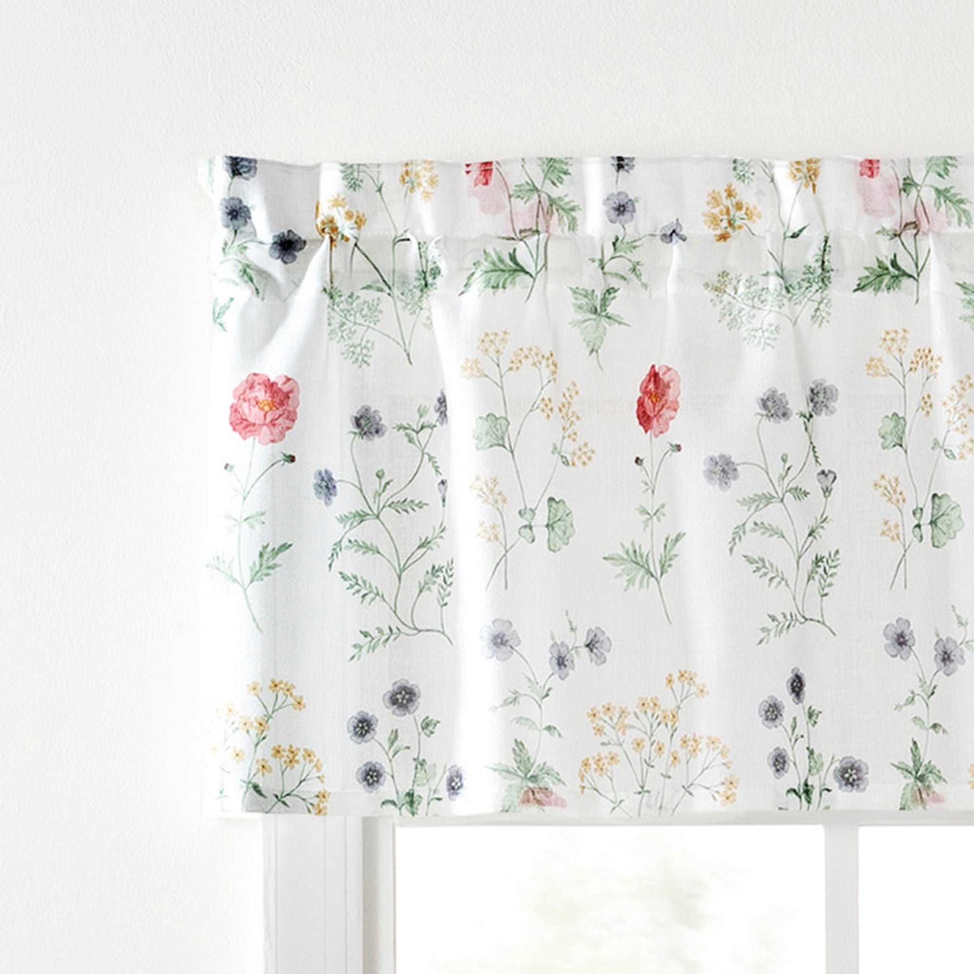 Martha Stewart Martha’s Garden Valance, Multicolor, Pole Top, Sheer, Indoor, Adult, 1 Piece, 54" x 14"