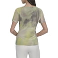thumbnail image 2 of DKNY womens  Printed Mesh Surplice Top, xs, Blue, 2 of 3