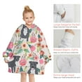 thumbnail image 6 of Boston Terrier Dog with Flower Blanket Hoodies for Kids 6-13YR Oversize Wearable Blanket Hoodies for Boys Girls Teens, 6 of 7
