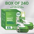 thumbnail image 5 of Adult Wipes Extra Large Scented - Skin-Friendly Incontinence Wet Wipes for Adults & Elderly No-Rinse Disposable Washcloths - 8x13" 4 Packs of 60 (240 Wipes), 5 of 8