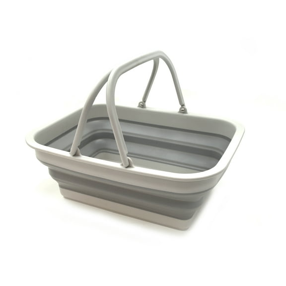 SAMMART 9.2L (2.37Gallon) Collapsible Tub with Handle - Portable Outdoor Picnic Basket / Crater - Foldable Shopping Bag - Space Saving Storage Container