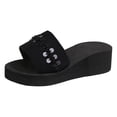 thumbnail image 5 of Rokment Womens Bling Sequin Lace Platform Wedge Slippers for Indoor and Outdoor Comfortable Arch Support Walking Slip on Sandals Lightweight Dress Slides Beach Summer Black Size 6.5, 5 of 6