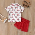 thumbnail image 4 of Tisuna Kids Gentleman Outfit Sets For Boys Cartoon Car Print Short Sleeve Button Down Shirts And Shorts Set Handsome Soft Toddler Boys Formal Outfits Size 6-12 Months Red, 4 of 8