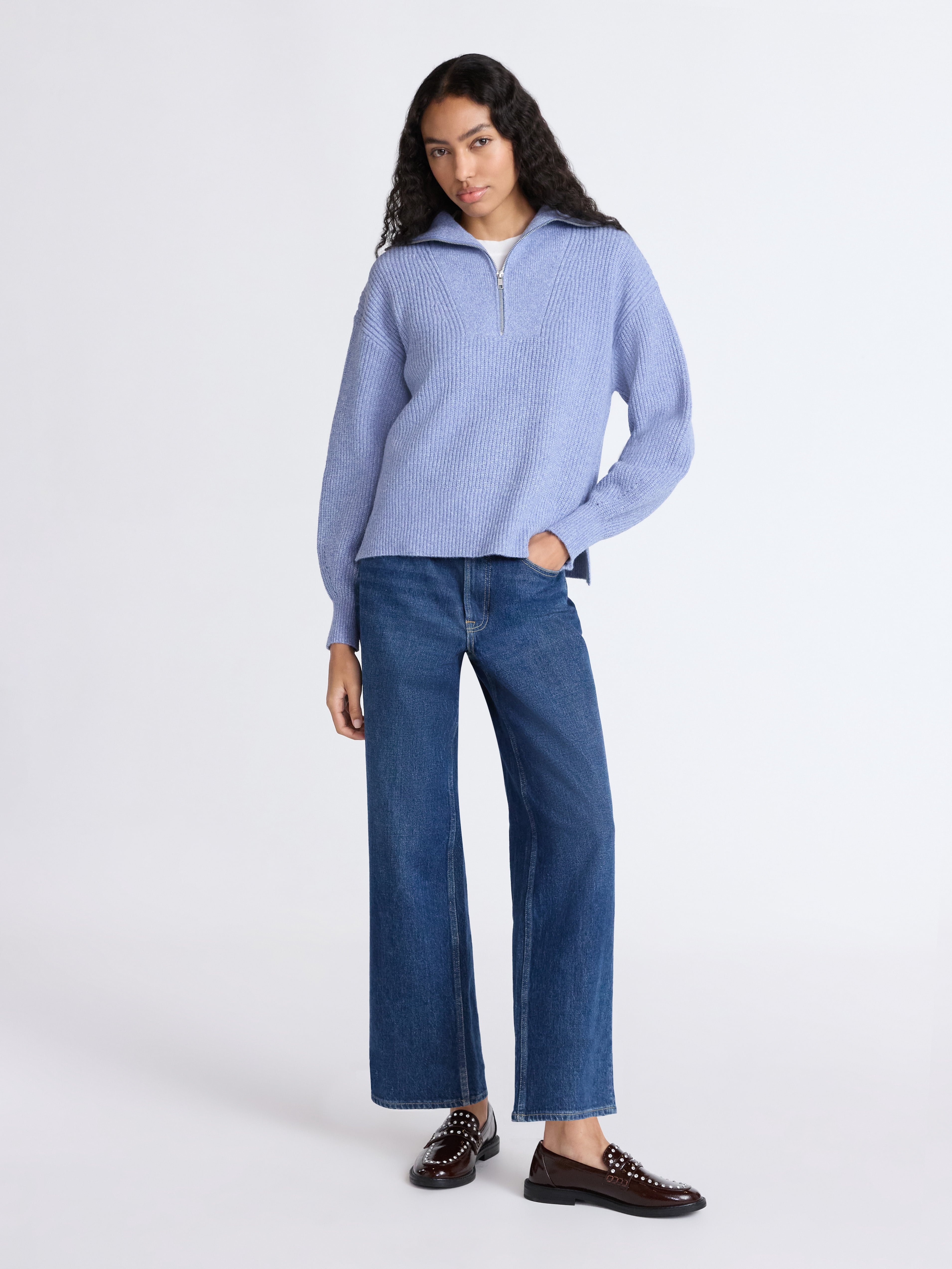 Free Assembly Women's and Women's Plus Half Zip Sweater with Long Sleeves, Midweight, Sizes XS-4X