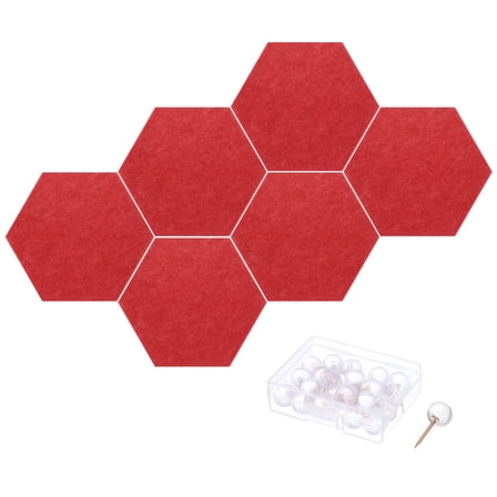 Hexagon Acoustic Panels B1 Fireproof Soundproof Foam Panels with 30 Push Pins(Red)