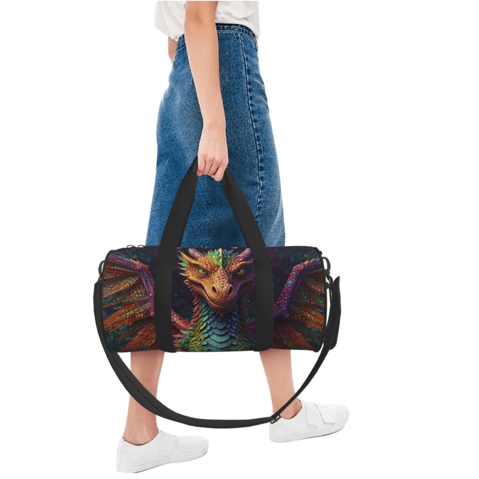Defioc Whimsical Dragon Color Cool for Travel Duffle Bag,Weekender Bag Carry On Tote Bags Hospital Bag Large Capacity Sport Gym Bag for Men Women Fit for Trave, Gym,Weekend