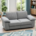 thumbnail image 4 of 79" Oversized Velvet Loveseat Sofa with Storage Seat & High-Density Foam Cushion, Upholstered Modern Style 2-Seater Couch with Square Arms & Cushion Back, Easy Assembly, for Living Room, Gray, 4 of 10