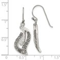thumbnail image 3 of Auriga Fine Jewelry 925 Sterling Silver Antiqued CZ Greek Key Leaf Shepherd Hook Dangle Earrings for Women, 3 of 5