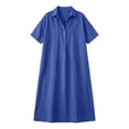 thumbnail image 5 of Ayolanni Button Down Summer Dresses for Women 2026 Short Sleeve Collared Solid Pleated Maxi T-Shirt Dress Casual Plus Size Beach Sundress Blue L, 5 of 5