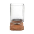 thumbnail image 6 of Decorative Wood and Glass Candle Holder Hurricane - Contemporary Pillar Candlestick Holder for Dining Table Centerpieces - Stylish Home Decor Accent for Bookshelf or Entryway Decor - 9", Brown, 6 of 12