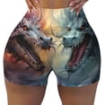 thumbnail image 2 of Logiee White And Red Storm Dragon Print Women's Biker Shorts,Workout Gym Shorts,Scrunch Shorts,Tummy Control Hidden Scrunch Running Yoga Shorts-Medium, 2 of 8