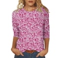 thumbnail image 1 of Penkiiy Chemises de la Saint-Valentin pour Femmes Manches 3/4 Col Rond Blouses Décontractées Imprimé Mignon Tuniques Tops 2025 TG Multicolore, 1 of 5