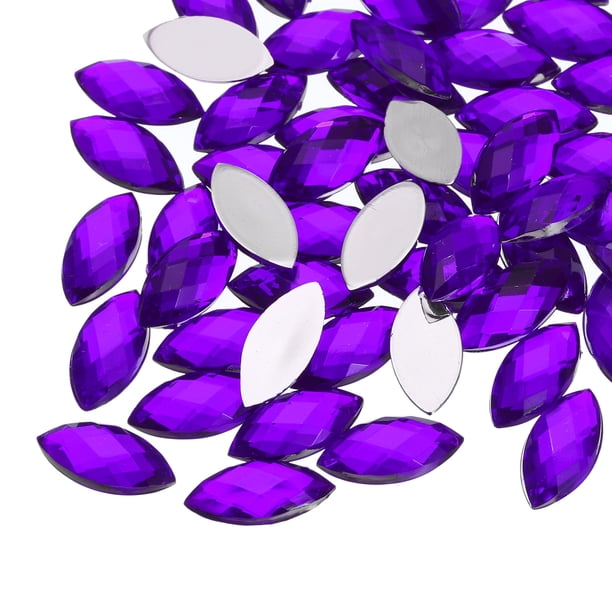 Gemas de Ojo de Caballo de Acrílico Uxcell, Rhinestones Artificiales de Fondo Plano para Manualidades DIY, Púrpura