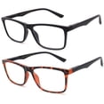 thumbnail image 3 of 2 Pairs Unisex Simple Reading Glasses 2.00 Plastic Frame Regtangle Frame Reading Glasses for Men Women with Spring Hinge, 3 of 3
