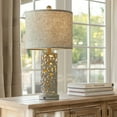 thumbnail image 3 of Oneach 3 Way Dimmable Touch Table Lamp for Living Room Bedroom Bedside Lamp with USB Ports 22" Retro Farmhouse Nightstand Lamp Resin Home(Bulb), 3 of 10
