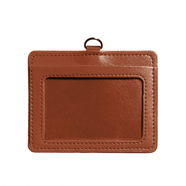 GOGO 10Pcs Vertical Horizontal 2-Sided PU ID Card Badge Holder Pouch Stock Case-horizontal brown-10 Packs