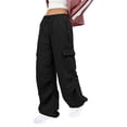 thumbnail image 2 of Women's Cargo Pants with Belt Loops HighWaisted LooseFit Casual Trousers for All Seasons Black 2XL, 2 of 5