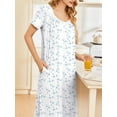 thumbnail image 5 of Avidlove Long Nightgowns for Women Henley Floral Ladies Gowns Short Sleeve Btton Neck Nightdress House Dress Sleepwear with Pockets, 5 of 8