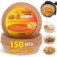 thumbnail image 1 of Tocozy Doublures pour Friteuse à Air Chaud, 150 Pcs de Doublures en Papier Parchemin Non Blanchi 6,3 Pouces Rond, Qualité Alimentaire, Antiadhésif et Résistant à l'Huile Doublures pour Friteuse à Air pour Ninja AF101C AF100C Panier Rond pour Friteuse à Air, 1 of 7