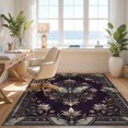 thumbnail image 3 of Design&I 4'x6' Washable Area Rug Pet Friendly & Non-Slip Built-In Grip Gothic Layout Motifs Botanical Scroll Border Wildlife Vintage Moth Refined for Reading Nook, Bedroom, 3 of 7