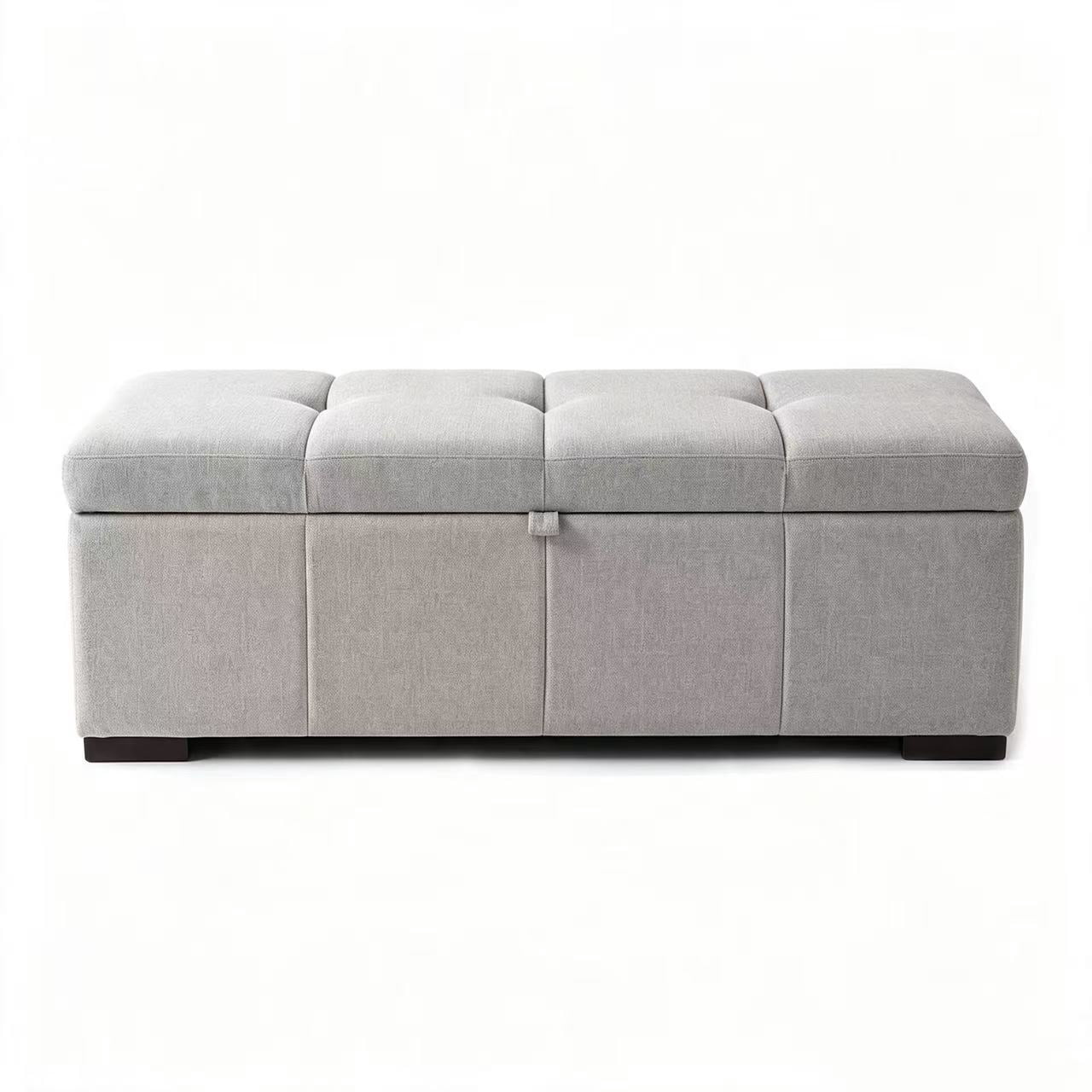 Modern Bed End Bench 47.2 Inch, Upholstered Storage Ottoman for Bedroom and Living Room, Rectangular Storage Bench for Entryway and Office, Dark Gray