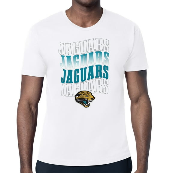 Men's Starter White Jacksonville Jaguars Repeat Wordmark Retro Team Logo T-Shirt