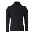 thumbnail image 2 of Suéter de punto cuello de tortuga cable Acanalado Mangas Largas Alto casual Grueso Unique Bargains Negro 56, 2 of 7