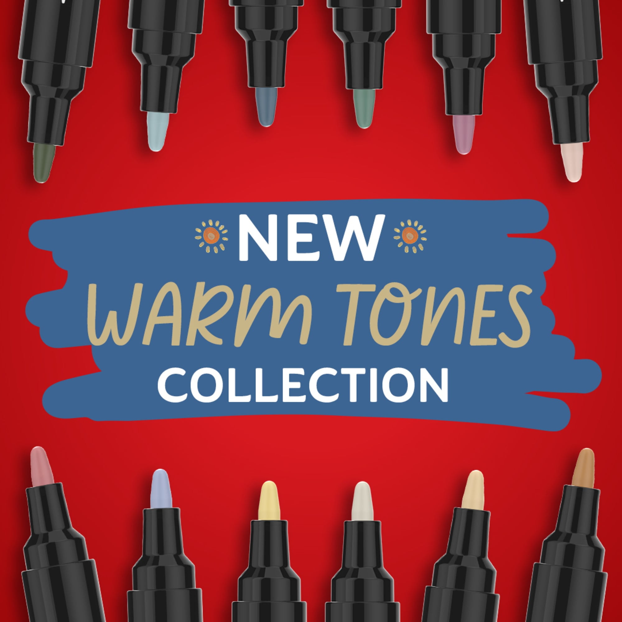 Sharpie Creative Markers, Warm Tones, Water-Based Acrylic Markers, Fine Tip, Assorted Colors, 12 Count