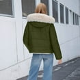 thumbnail image 6 of Uaswgudfs Women's Puffer Jacket with Removable Faux Fur Hood, Long Sleeve Fleece-Lined Winter Coat with Pockets - Casual Outerwear Green L, 6 of 9