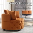 thumbnail image 4 of Luxurious Velvet Tufted Round Accent Chair with Plush Pillows for Living Room and Bedroom, Oversized Barrel Chair (Orange), 4 of 5