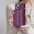 thumbnail image 2 of For Iphone 14 Horizontal Wallet Rhombic Leather Phone Case(Dark Purple),iPhone 14 Pro, 2 of 6