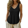 thumbnail image 3 of Women's Sleeveless Hollow Out V Neck Blouse Solid Color Soft Fashion Top Comfy Fit Casual Weekend Outfits | CSEONE,Black L, 3 of 8