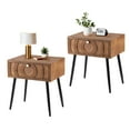 thumbnail image 2 of FOROUTIA Nightstand Set of 2 with Drawer,Modern Wood Bedside Table,Brown, 2 of 6