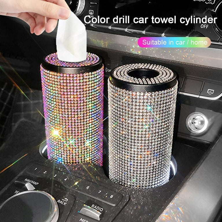 Bling Crystal Car Tissue Box Creative Diamond Paper Towel Tube